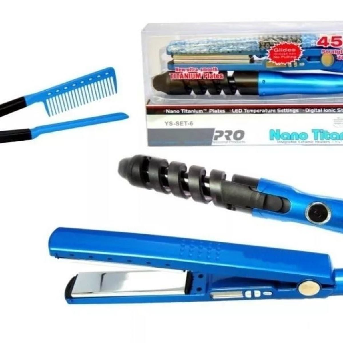 GENERICO - Combo Plancha Cabello Digital  rizador  peine_.
