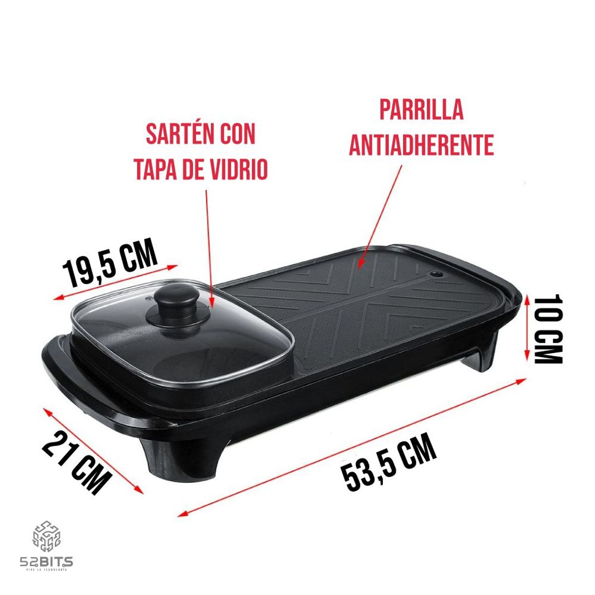 ONE PIXEL - Plancha Asador Electrico Antiadherente Parrilla ONE PIXEL