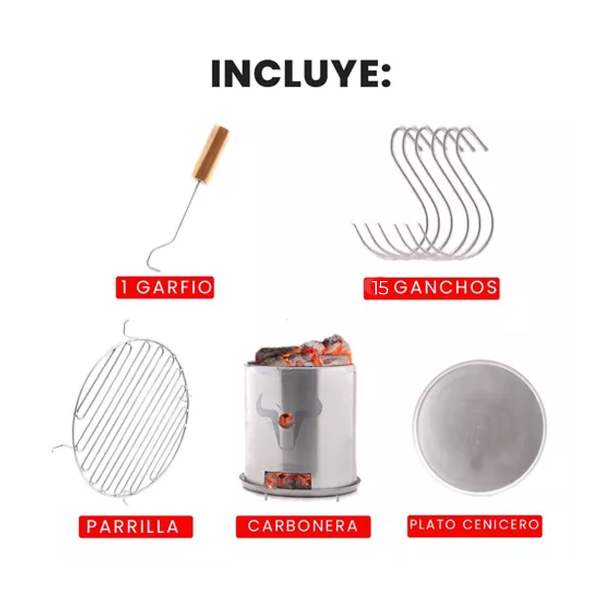 STEAK AND BEER - Asador tipo Barril Grande Premium 80 cm X 45 cm
