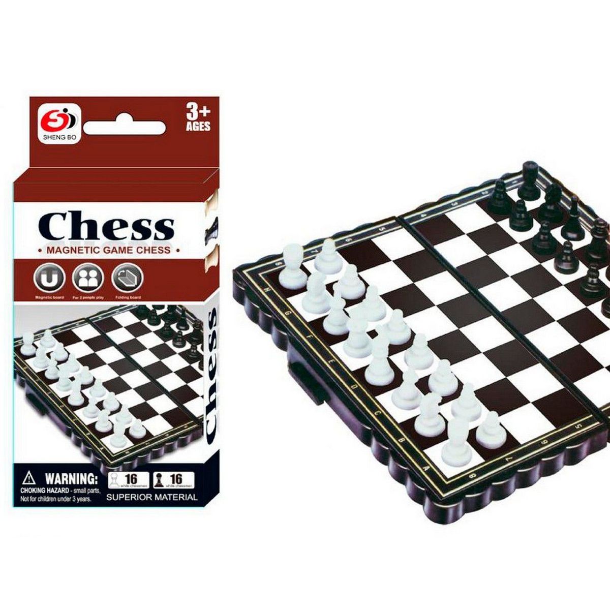 DAYOSHOP - Ajedrez Mini Magnetico Portatil 16 Fichas Negras Y Blancas