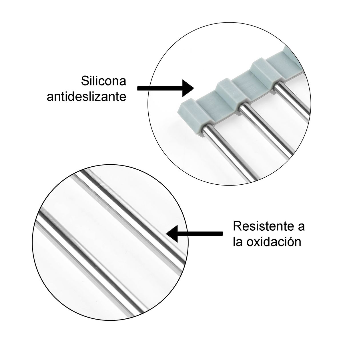 CHEF MASTER - Escurridor de platos en acero moderno y enrollable multiusos