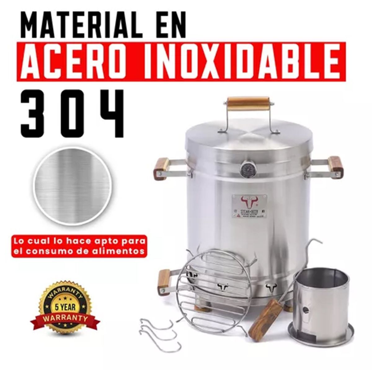 STEAK AND BEER - Barril Asador Mediano Premium  68 cm X 40 cm