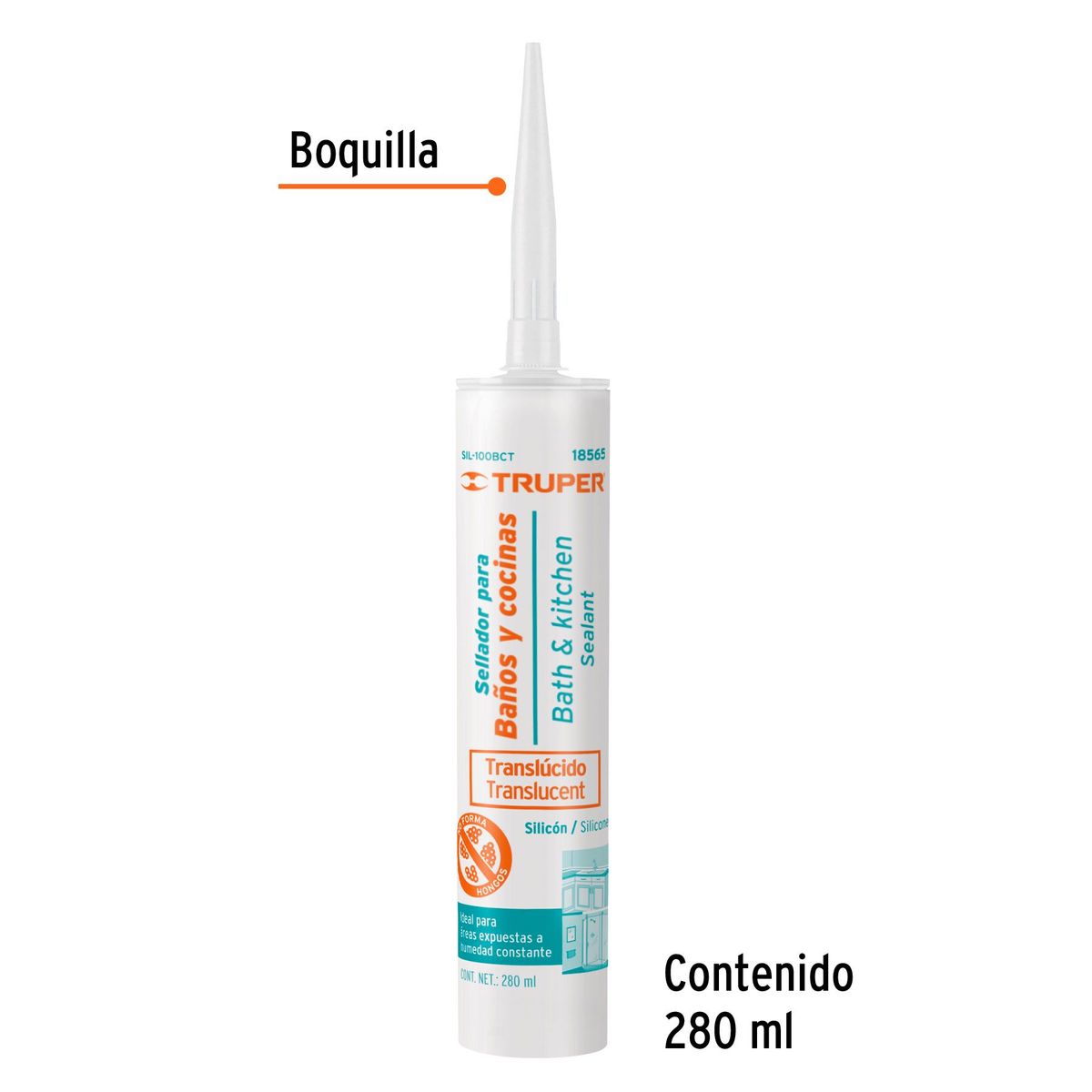 TRUPER - Sellador translúcido para baños y cocinas, 280 ml, Truper