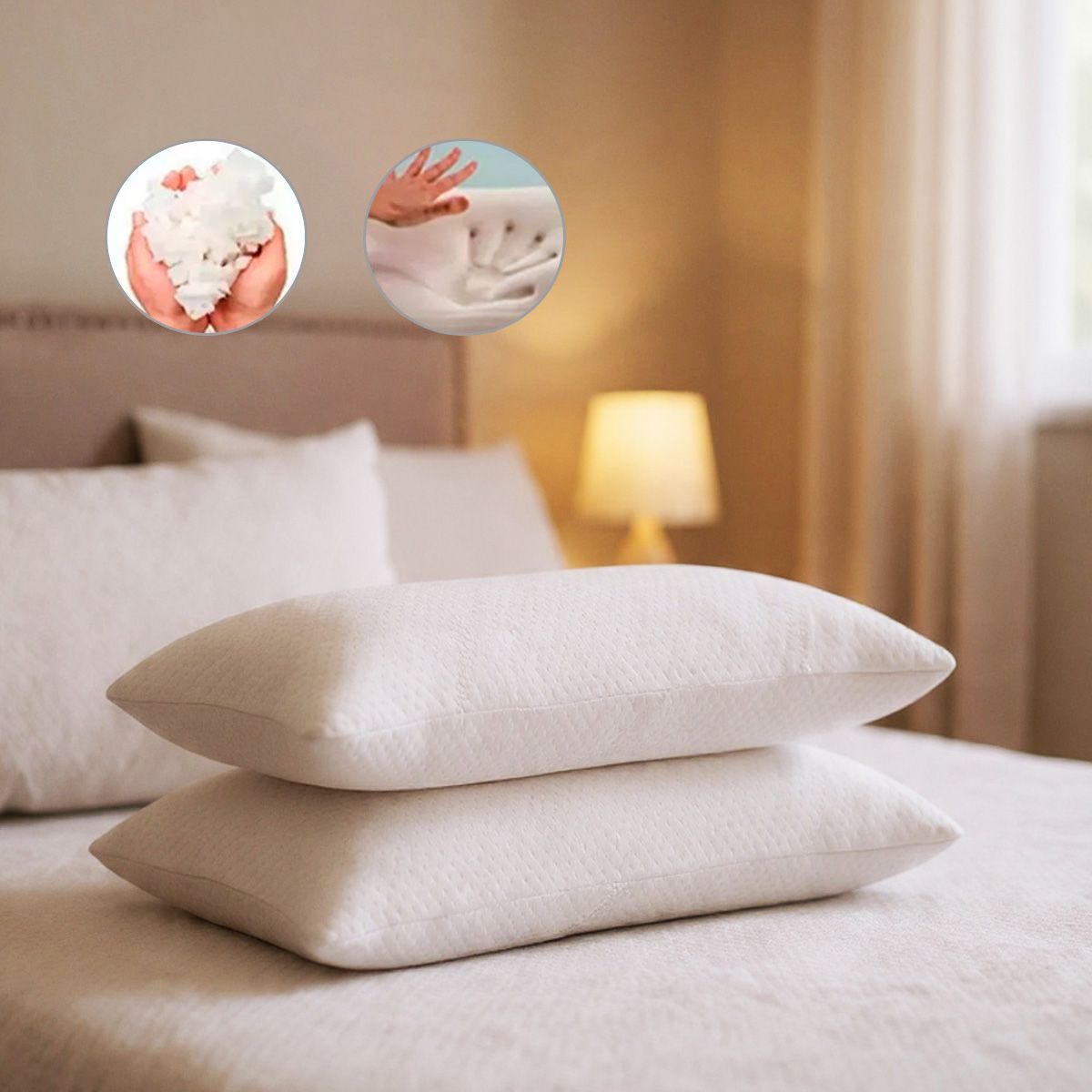 TECHCONFORT - Almohadas en viscoelástica Memory particulado Set x 2 unidades