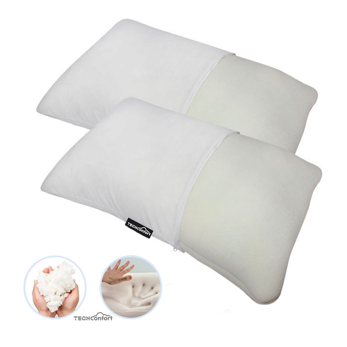 TECHCONFORT - Almohadas en viscoelástica Memory particulado Set x 2 unidades