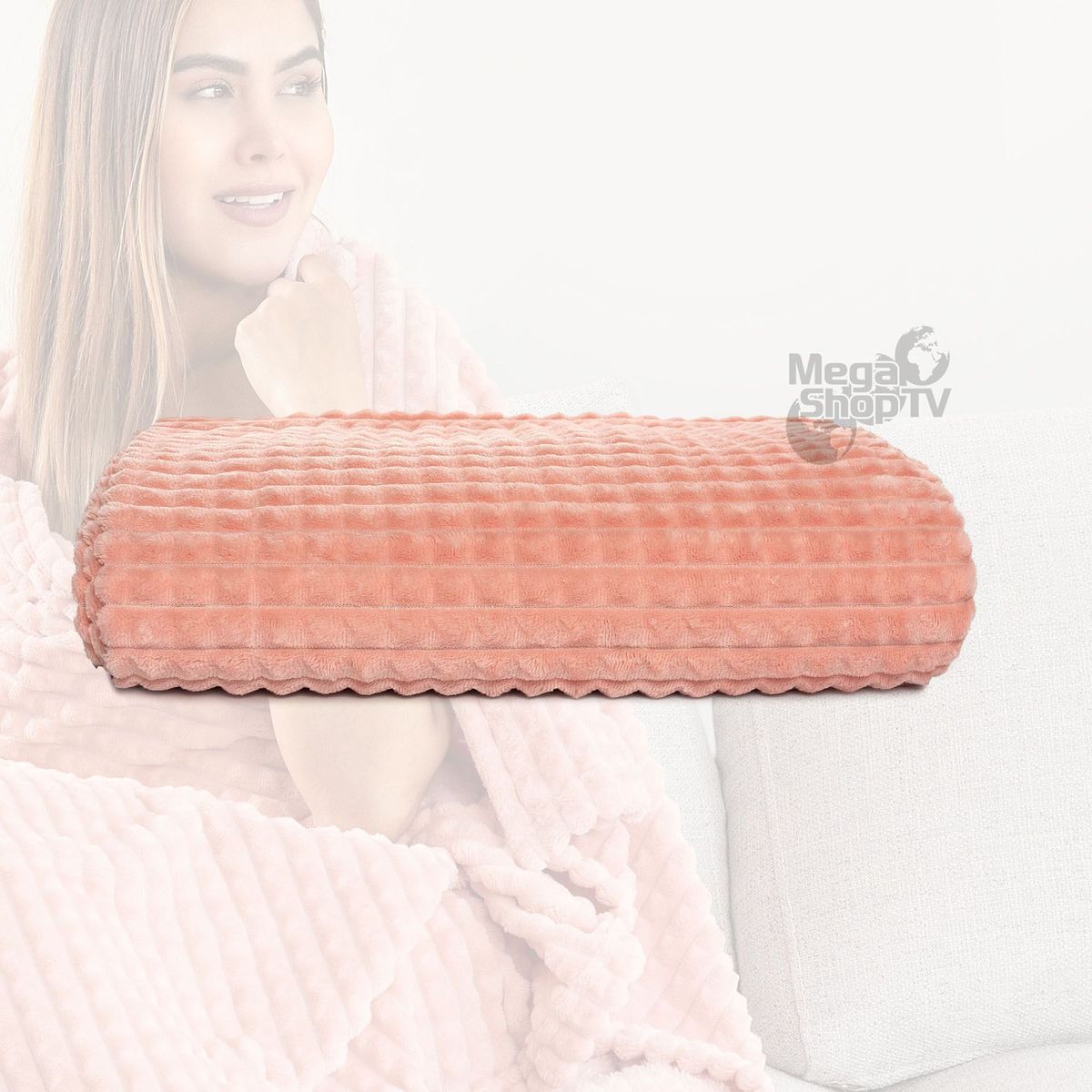 ENERGY PLUS - Manta frazada cobija decorativa sofá o cama suave y de Lujo Rosa