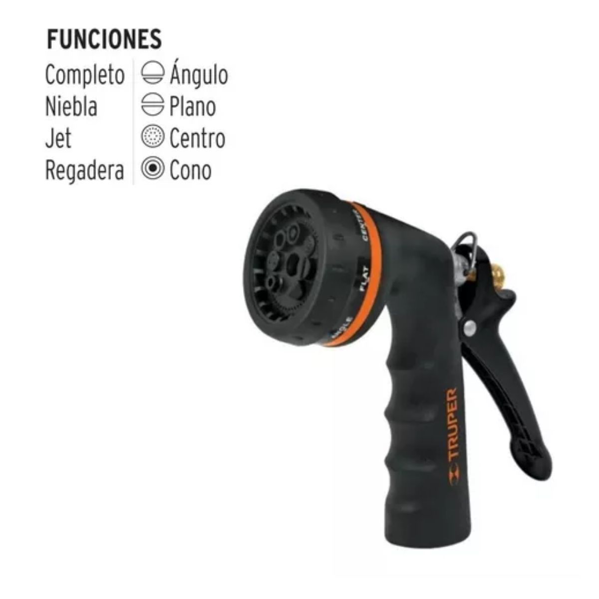 TRUPER - Pistola Metalica Recubrimiento 8 Funciones Regulable Truper