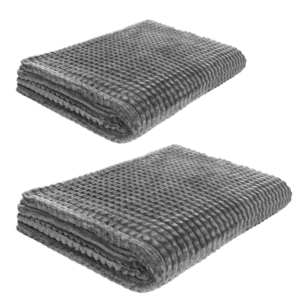 ENERGY PLUS - Set X2 Cobija grande decorativa manta frazada suave Lujosa Gris