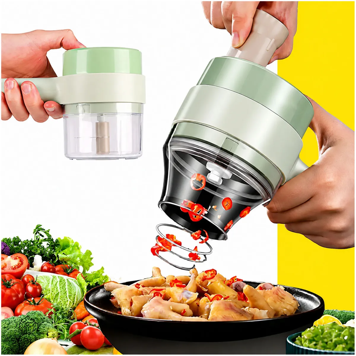 ONE PIXEL - Cortador Picador Eléctrico 4 En 1 Multifuncional Picatodo Cocina