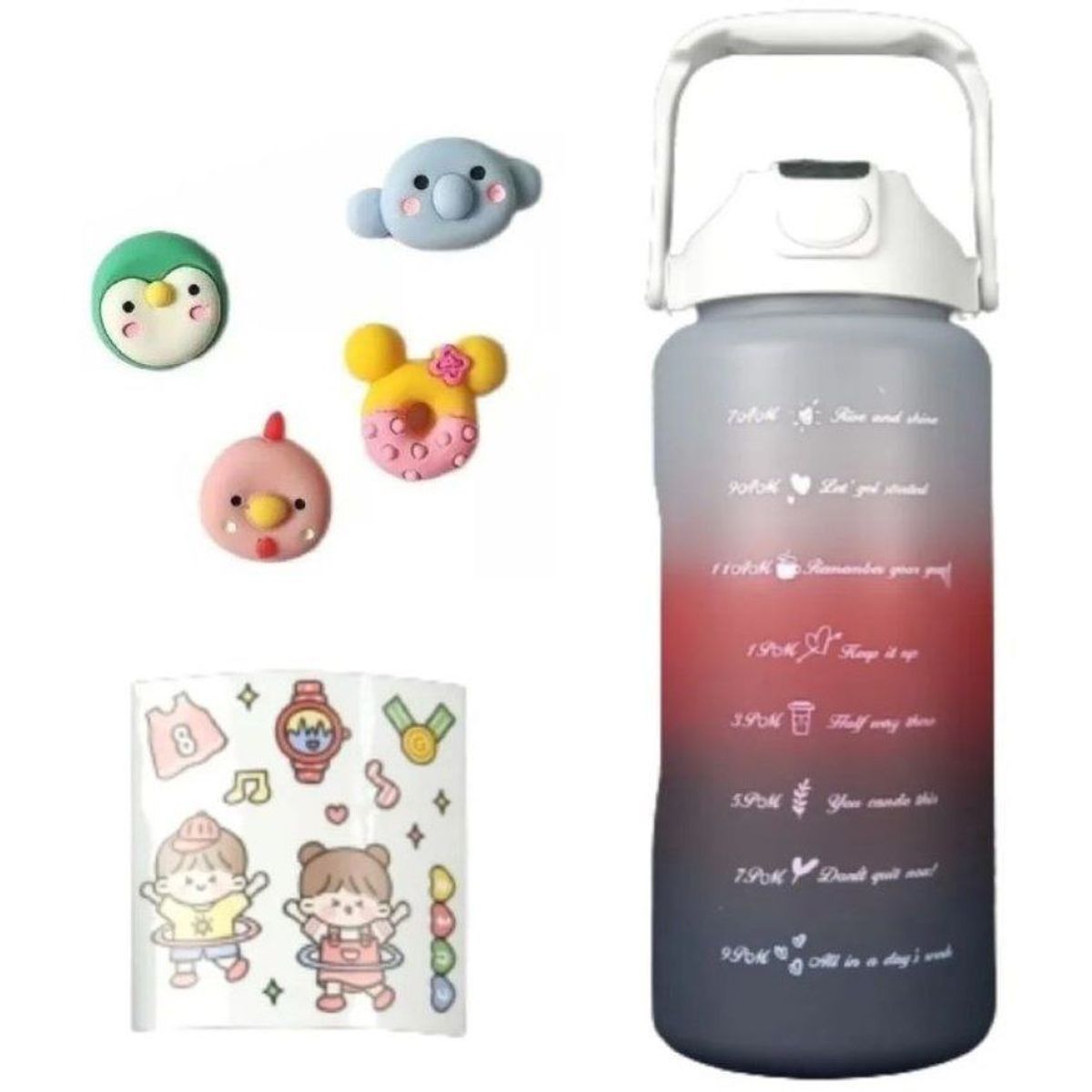 ZHOPI CO - Termo Botella De Agua X 2 Motivacional Mas Sticker 2 Litros Y 900 ML