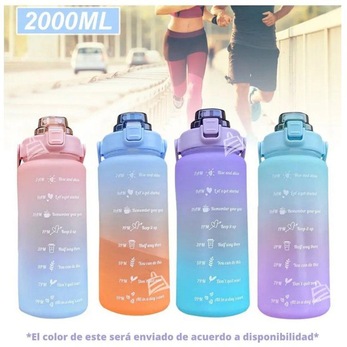ZHOPI CO - Botella Botilito De Agua Con Frases Motivacional 2lt Bpa Free