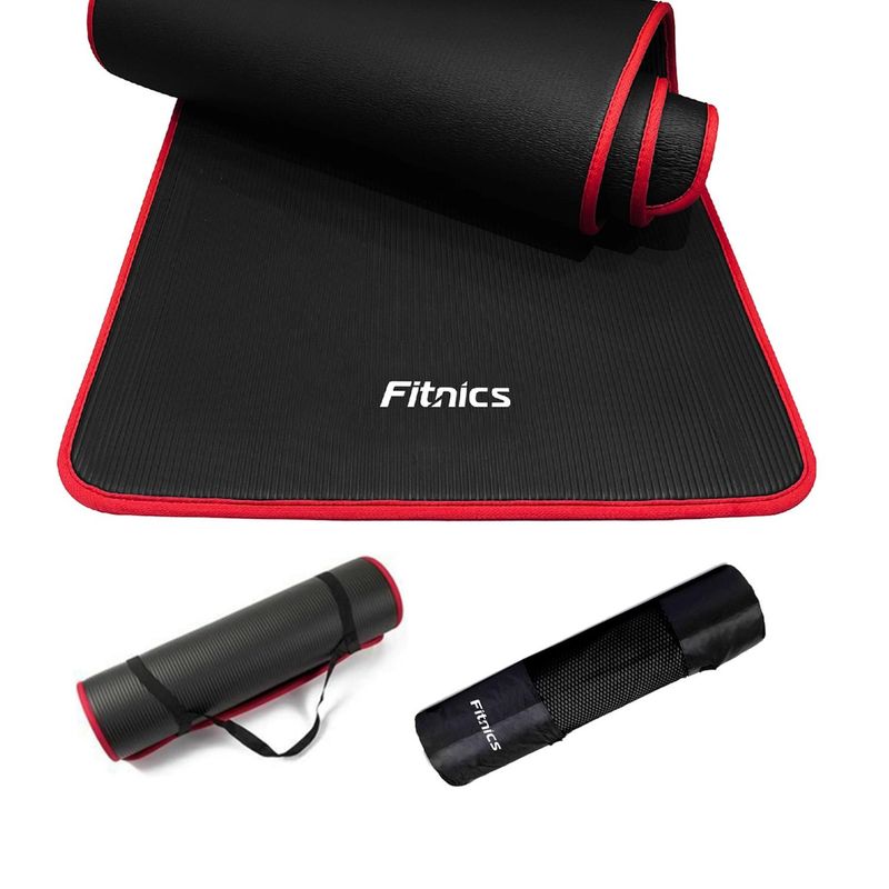 FITNICS - Mat Yoga Colchoneta Tapete Ejercicio 10mm + Bolso + Correa - Negro