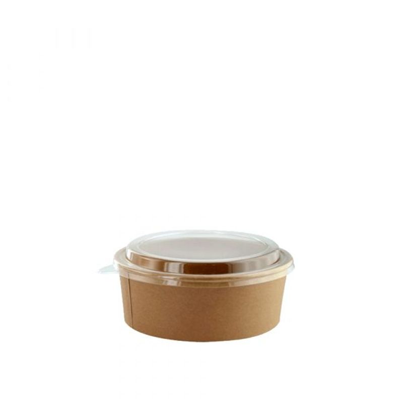 PURABOX - Bowl Kraft Biodegradables de 750 ml (25 oz) con tapa PP  100 Unds