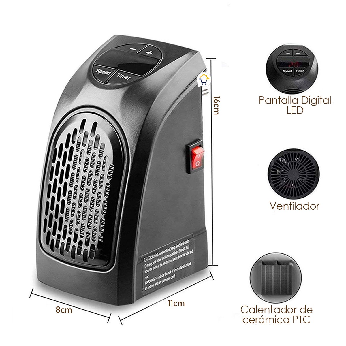 COMPRALOENCASA COM - Calentador eléctrico portátil calefactor ambiente cpa01