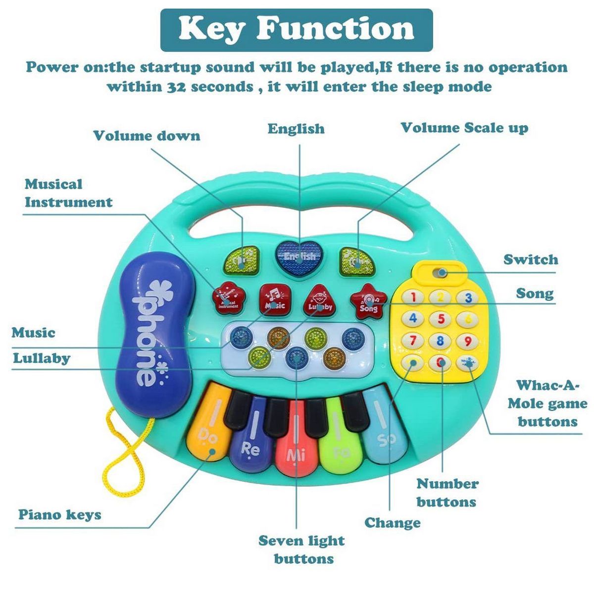 DAYOSHOP - Piano Organeta Musical Telefono Bebes Niños