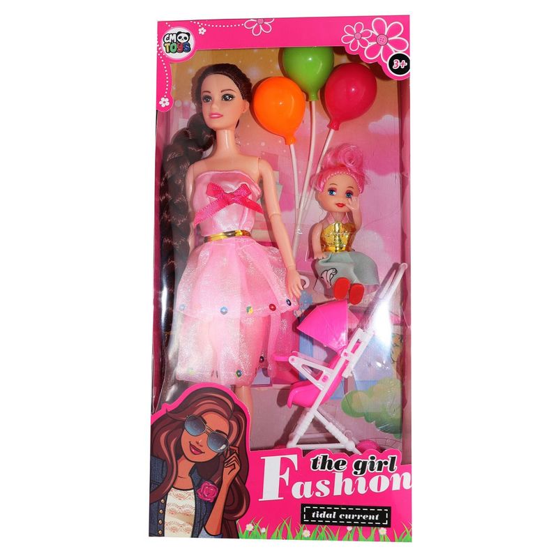 DAYOSHOP - Muñeca Coche Niña Globos Juguete Accesorios