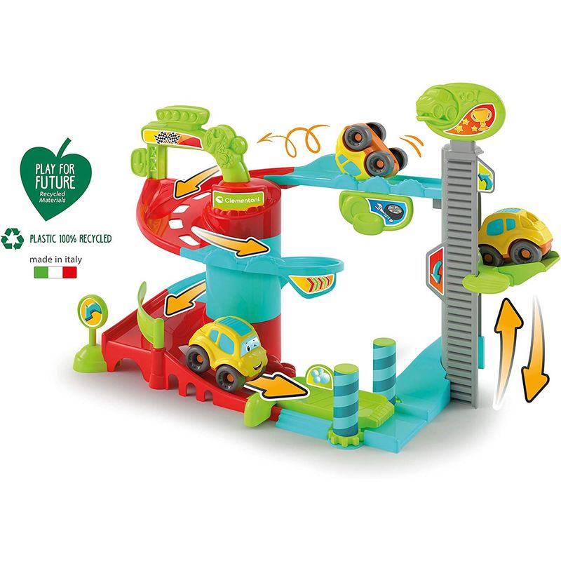 CLEMENTONI - Pista De Carros Juego De Construcción Para Niños Y Bebé Gira