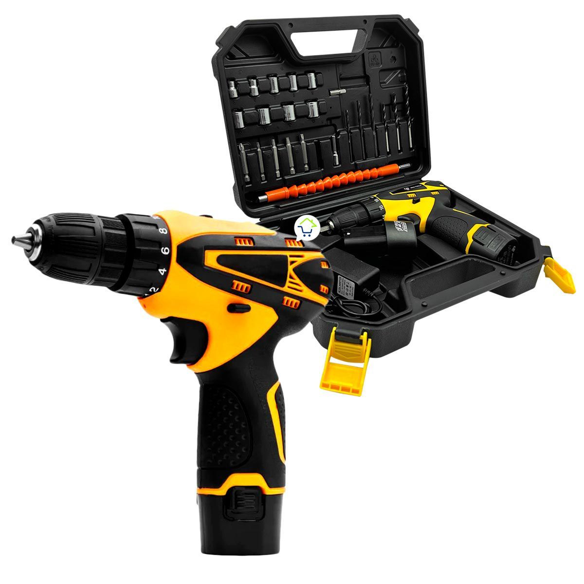 COMPRALOENCASA COM - Taladro Inalámbrico Recargable 12V Con Estuche Herramientas H01