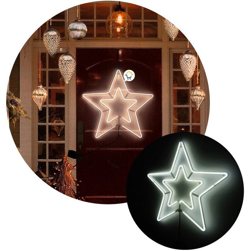 COMPRALOENCASA COM - Estrella Luz Neón 5 Puntas Ventana Puerta Navidad Blanco 2202B