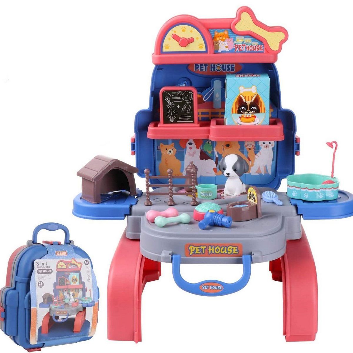 DAYOSHOP - Set Casa De Macotas Maleta Portátil Niño a Didáctico Juego