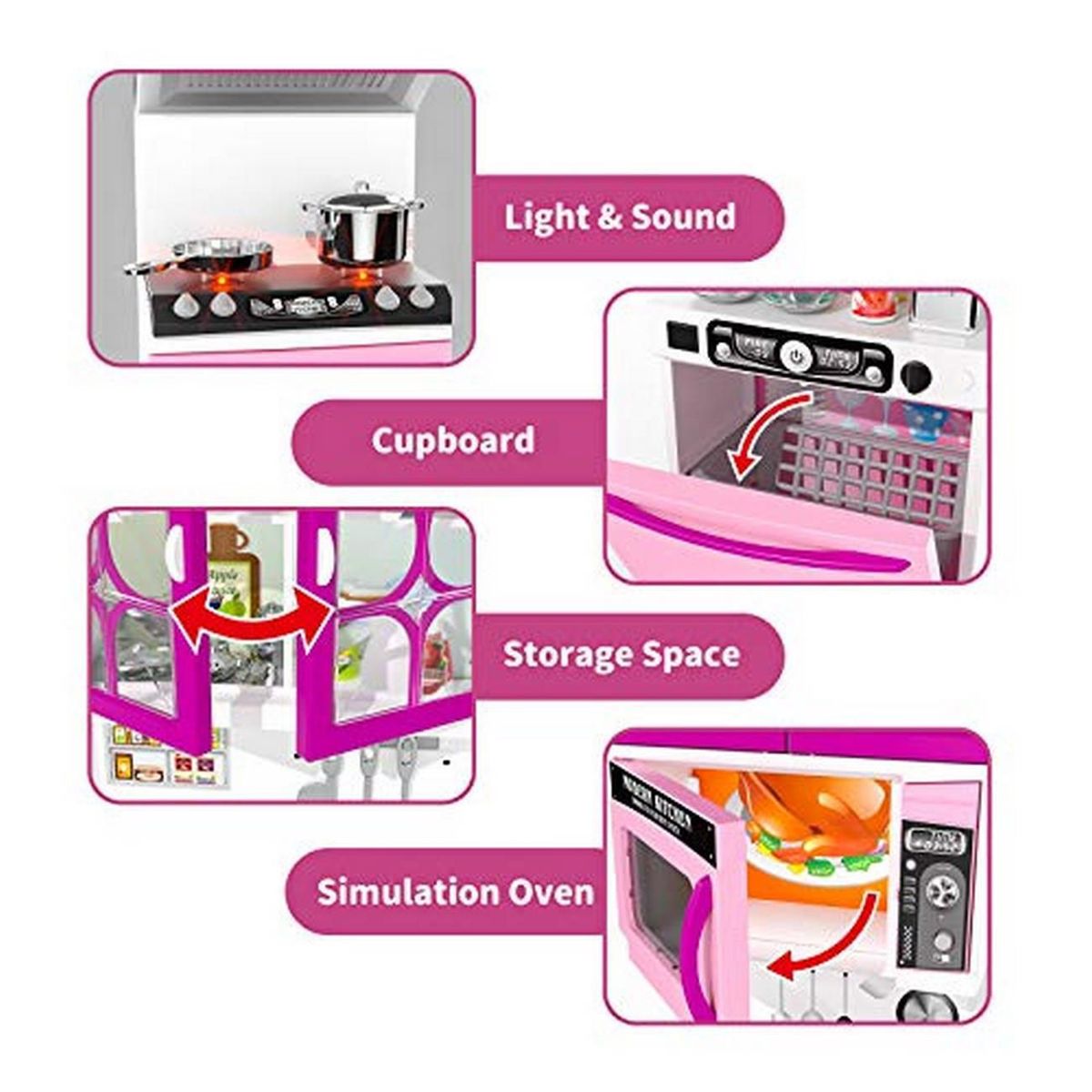 DAYOSHOP - Cocina Muñecas Compatible Con Barbi*e Luz Sonido 3 Modulos