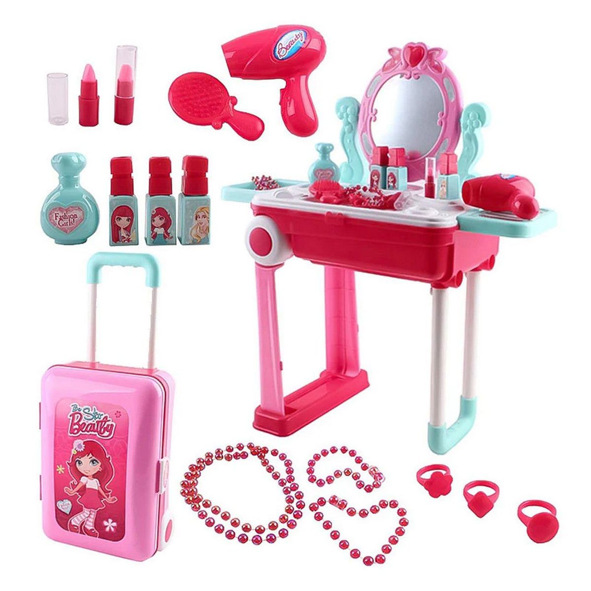 DAYOSHOP - Set Maquillaje Maleta Tocador Peinador Juguete Niñas Portati