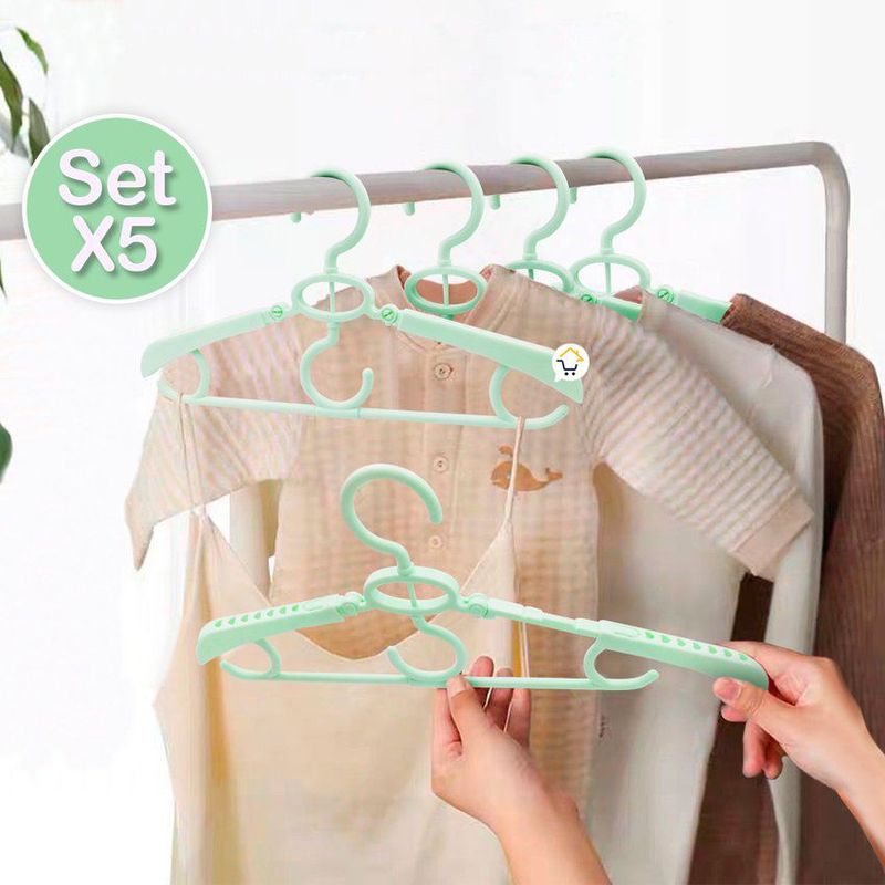 COMPRALOENCASA COM - Gancho de ropa ajustable x5 organizador closet bebé per1