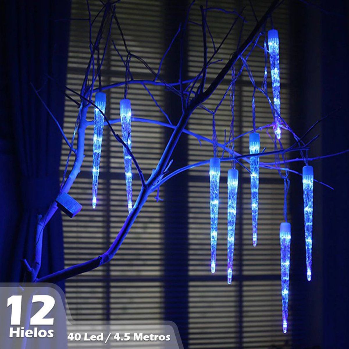COMPRALOENCASA COM - Luz led tubo hielo 4.5 metros 40 luces azul rf 2272