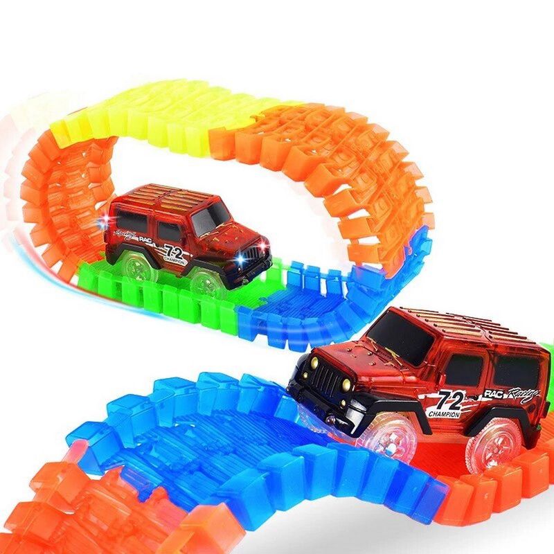 DAYOSHOP - Magic Track Carro Luz Pista 56 Piezas Juguete Niños + Bateri