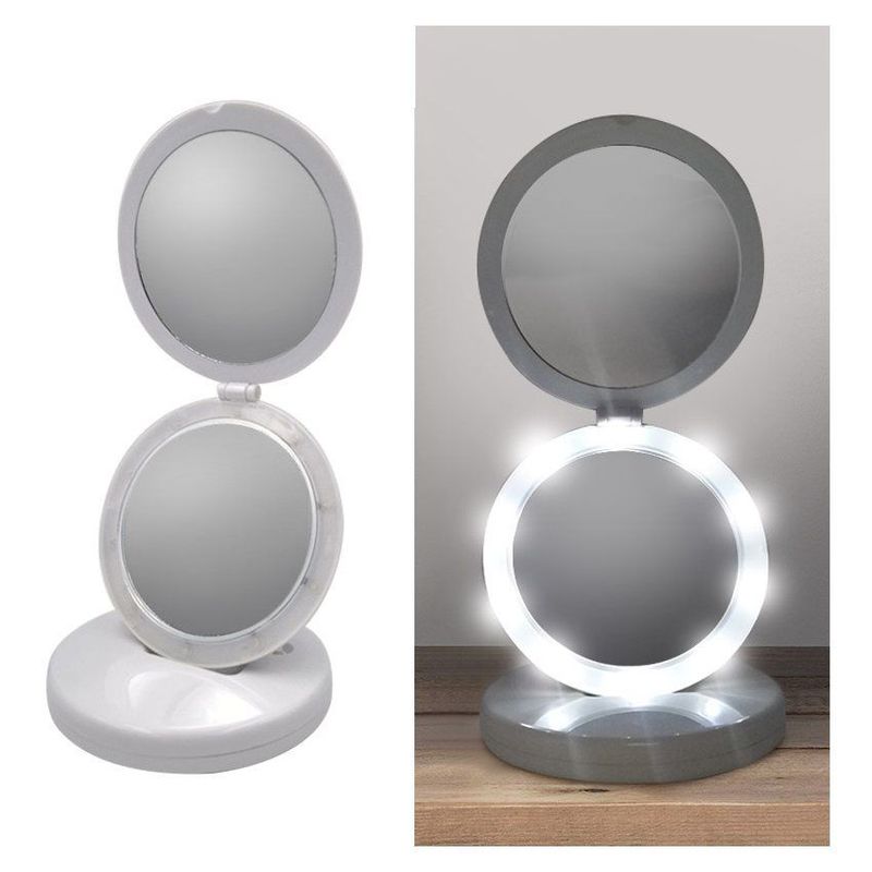 COMPRALOENCASA COM - Espejo Maquillaje Doble Plegable LED Aumento X5 RF 4889