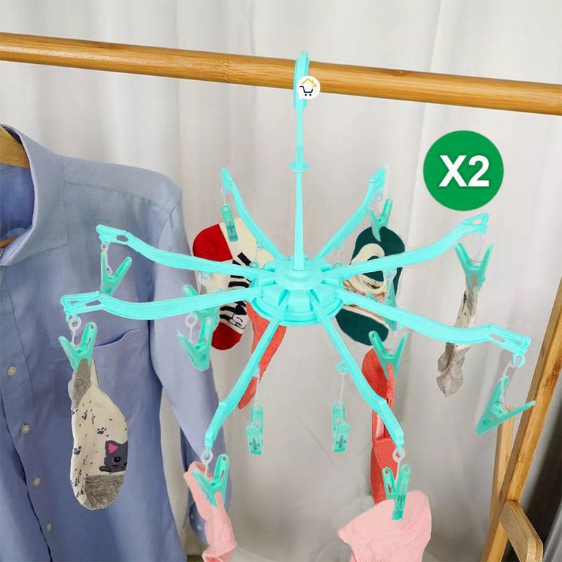 COMPRALOENCASA COM - Gancho Araña X2 Ropa Interior 16 Pinzas Multiusos Giratorio F268