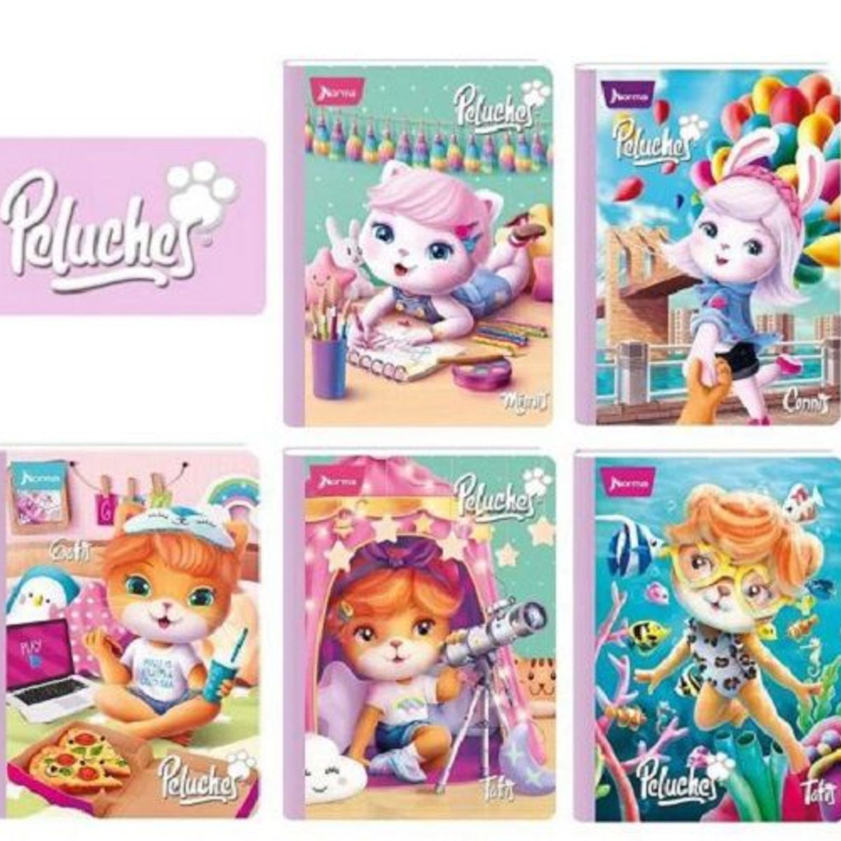 NORMA - Cuaderno Cosido 100h Rayado Peluches Norma