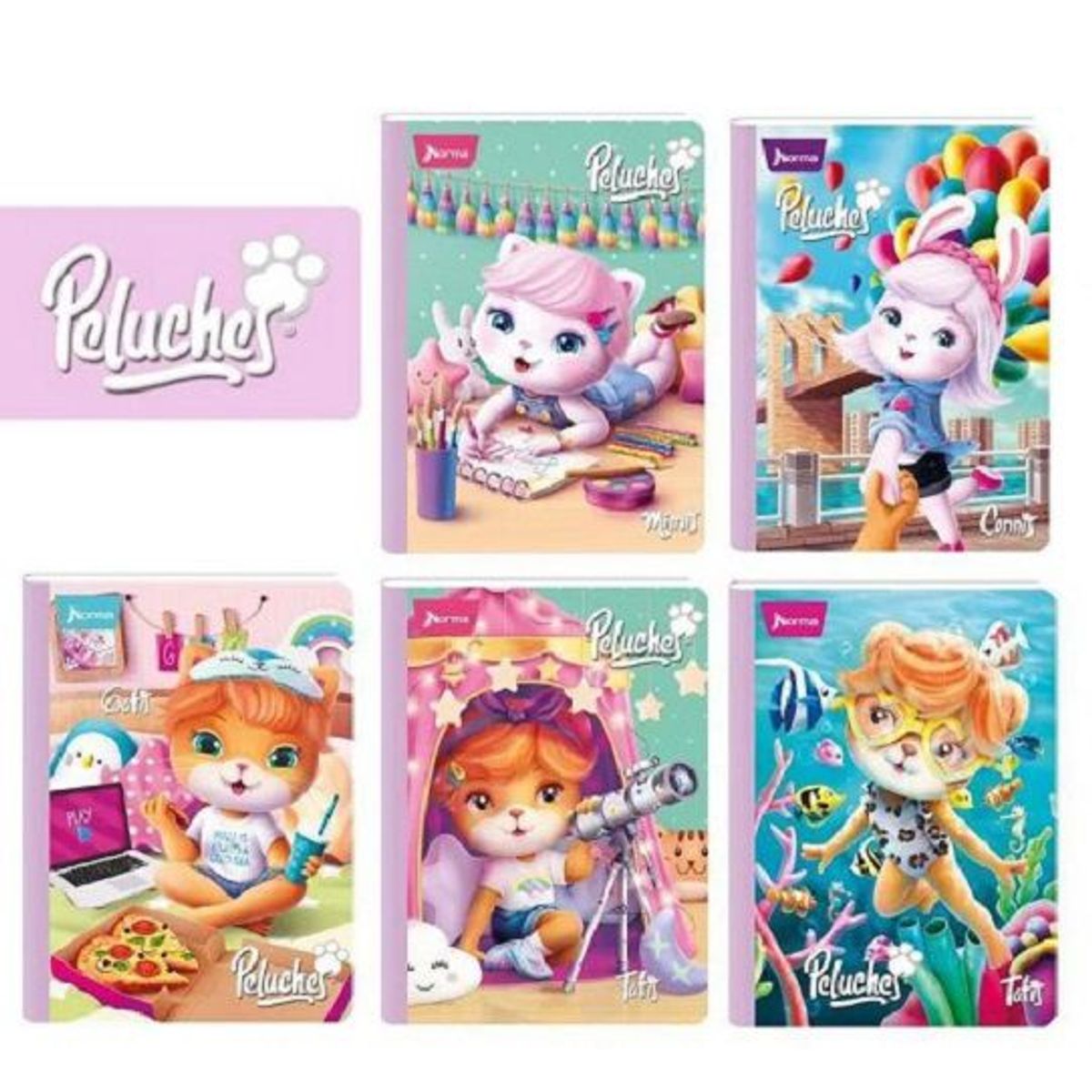 NORMA - Cuaderno Cosido 100h Rayado Peluches Norma