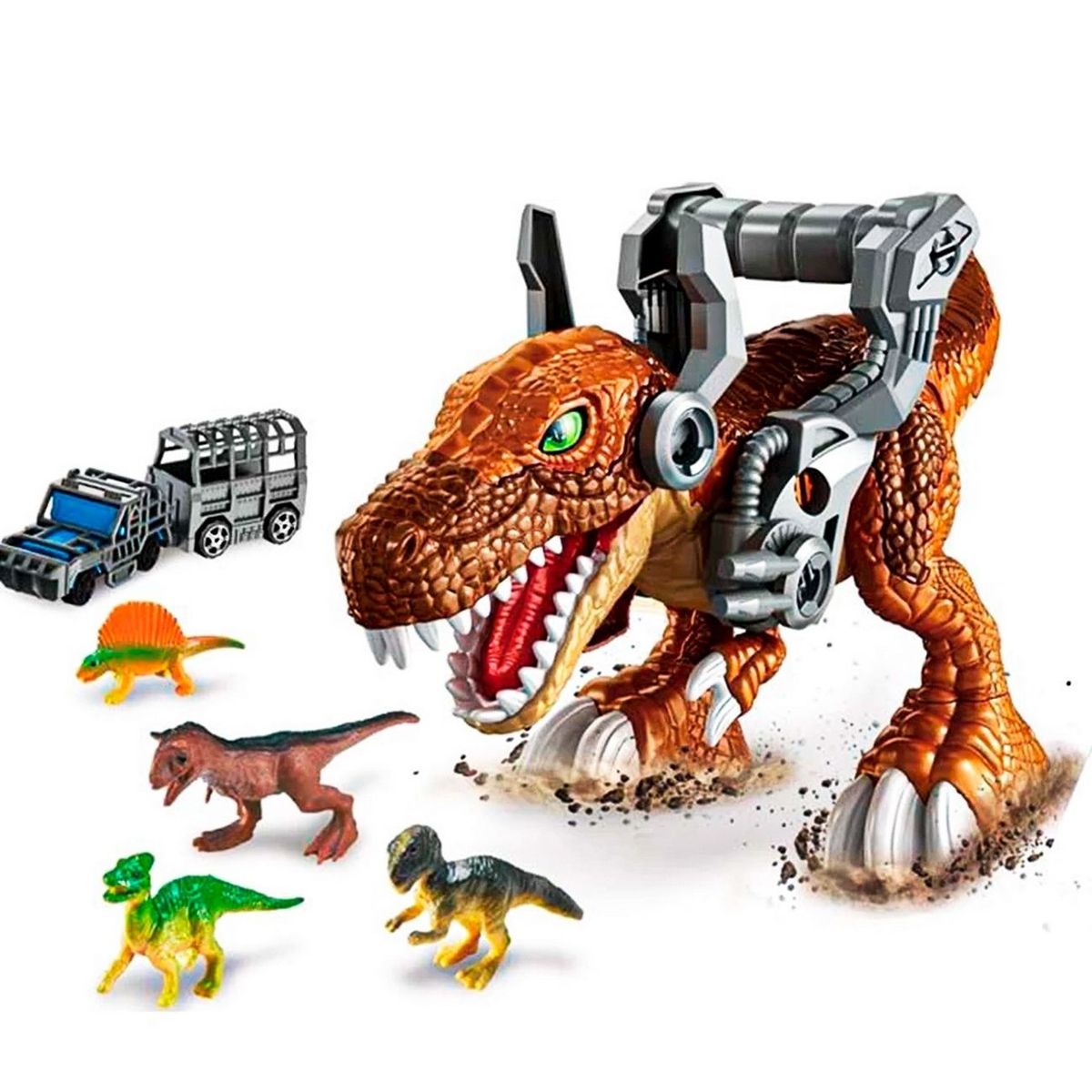 DAYOSHOP - Dinosaurio Tiranosaurio Rex Con Autos Figuras En La Ciudad