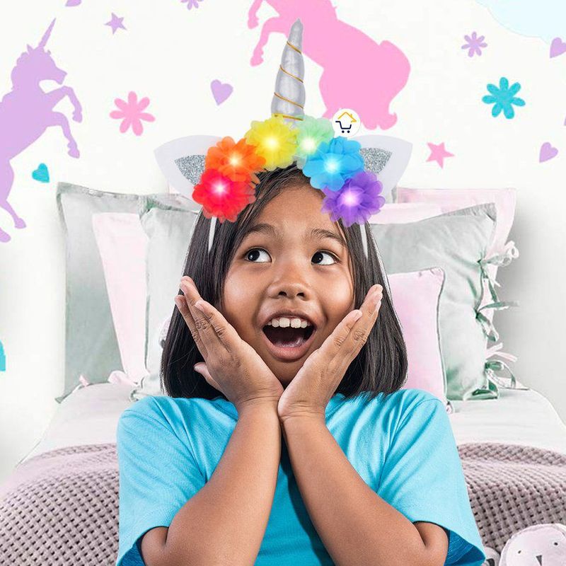 COMPRALOENCASA COM - Diadema Tiara Unicornio Luz LED Floral Niñas OF364