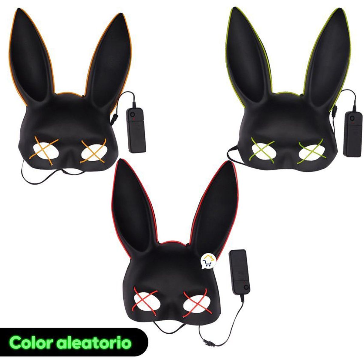 COMPRALOENCASA COM - Máscara neón conejo media cara disfraz halloween pg395neon