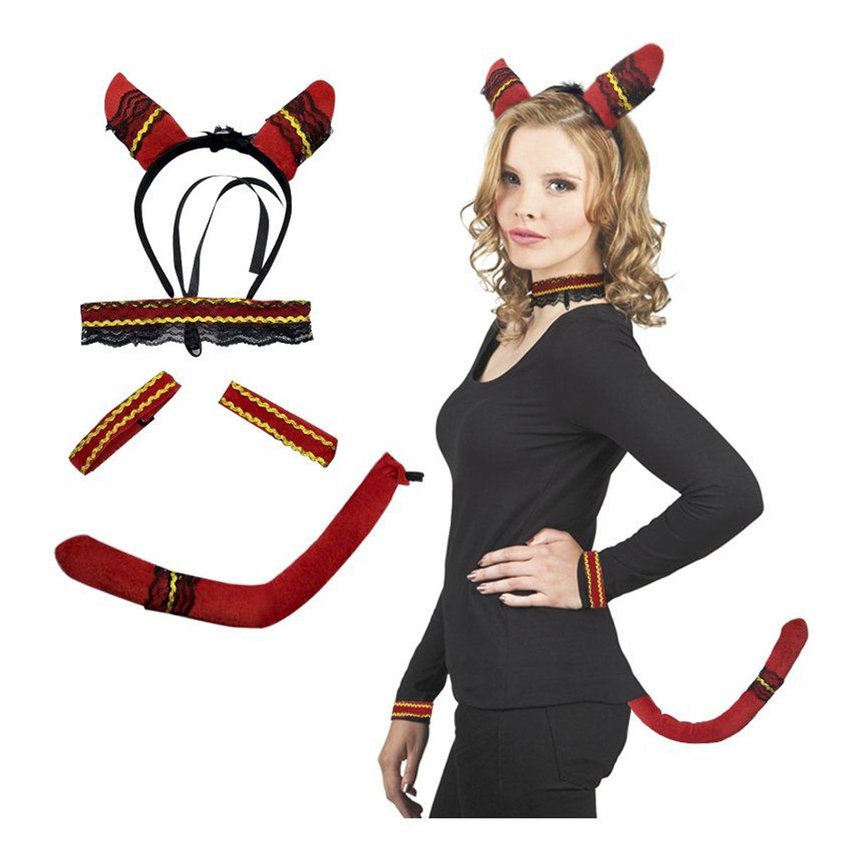 COMPRALOENCASA COM - Disfraz Diabla Mujer Accesorios Halloween Disfraces 758