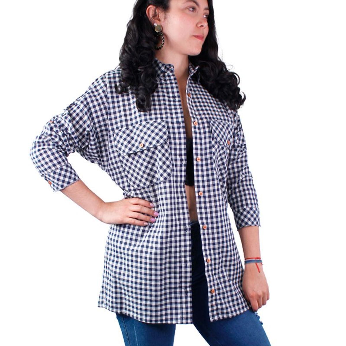LEC LEE - Camisa lenadora cuello camisero para mujer Lec Lee - Azul Oscuro