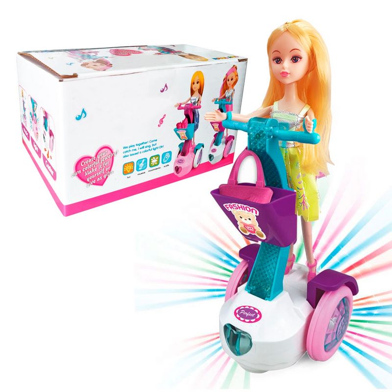 DAYOSHOP - Muñeca Baile Musical Con Patineta Scooter