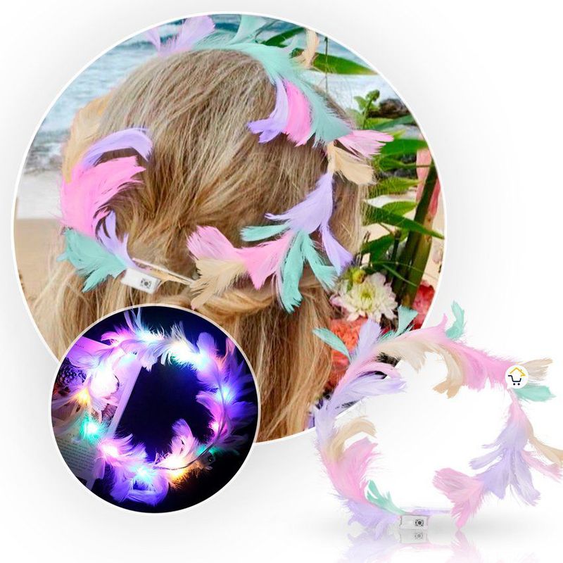 COMPRALOENCASA COM - Corona Plumas Aureola Ángel Halo Luz Led Disfraz TRS183