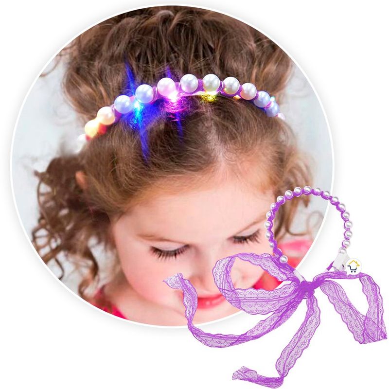 COMPRALOENCASA COM - Diadema tiara perlas luces led corona encaje halloween 144