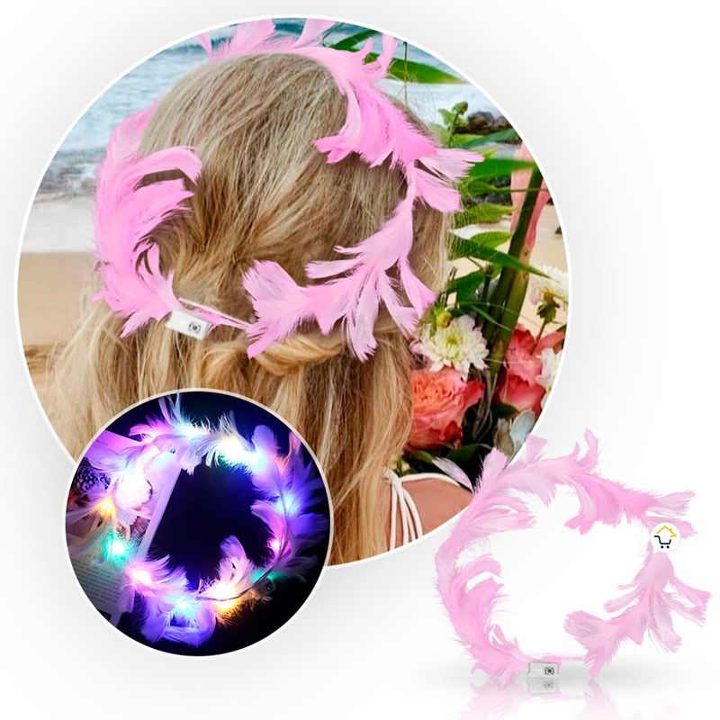COMPRALOENCASA COM - Corona Plumas Aureola Ángel Halo Luz Led Disfraz TRS183