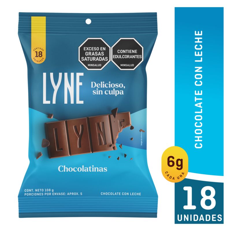 LYNE - Chocolatinas Lyne Leche x 18 unidades