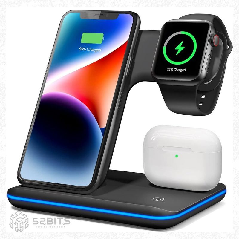 ONE PIXEL - Soporte Cargador Inalambrico 3 En 1 Para Celular Reloj y Audifonos