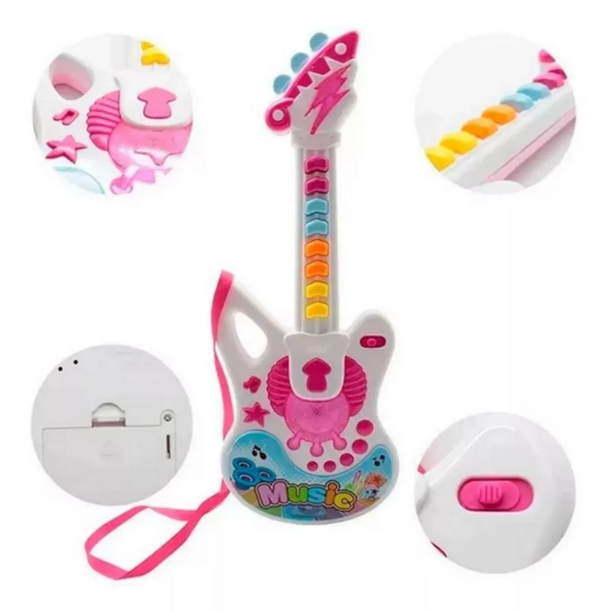 DAYOSHOP - Guitarra Juguete Musical Mágica Luz Sonido Regalo Niñas