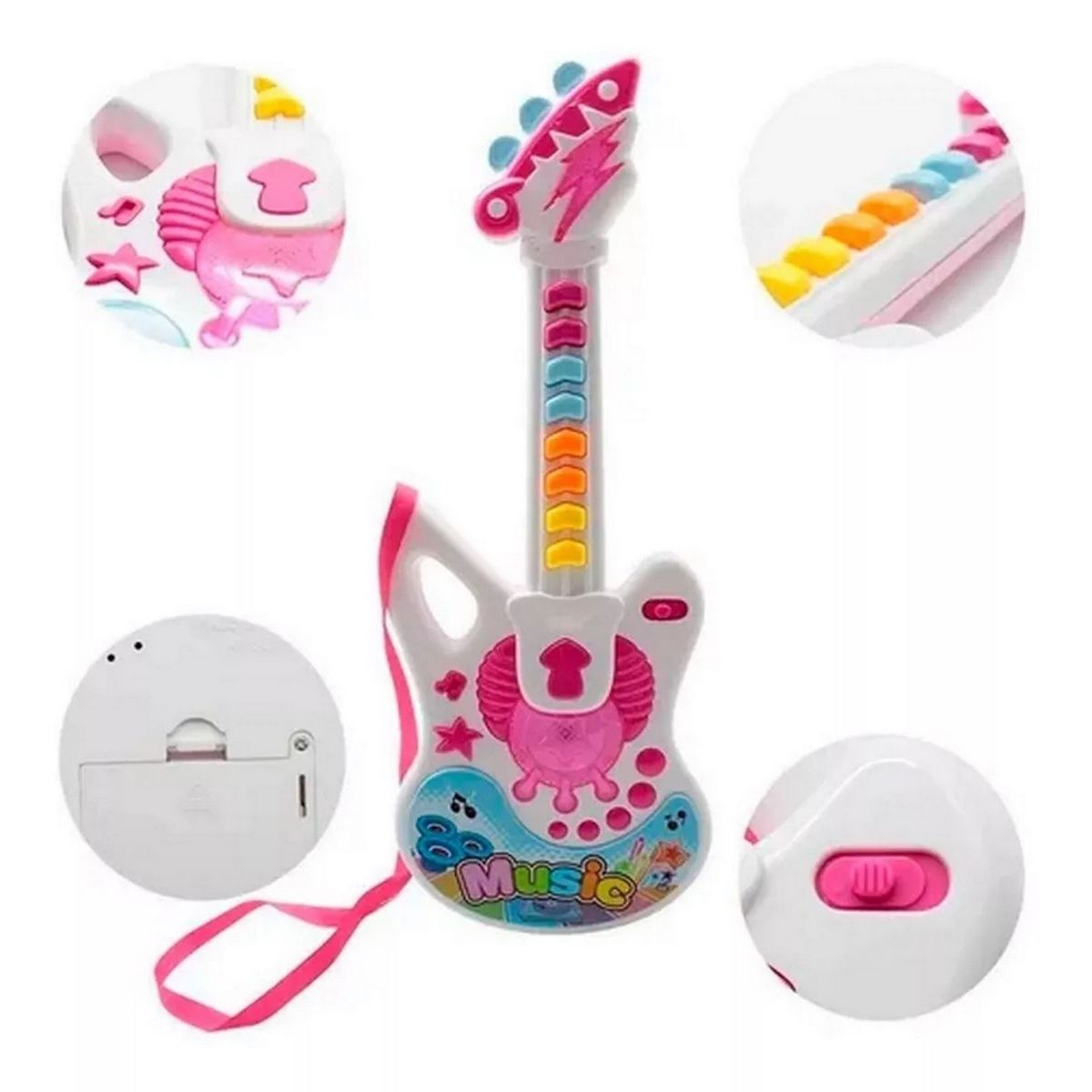 DAYOSHOP - Guitarra Juguete Musical Mágica Luz Sonido Regalo Niñas
