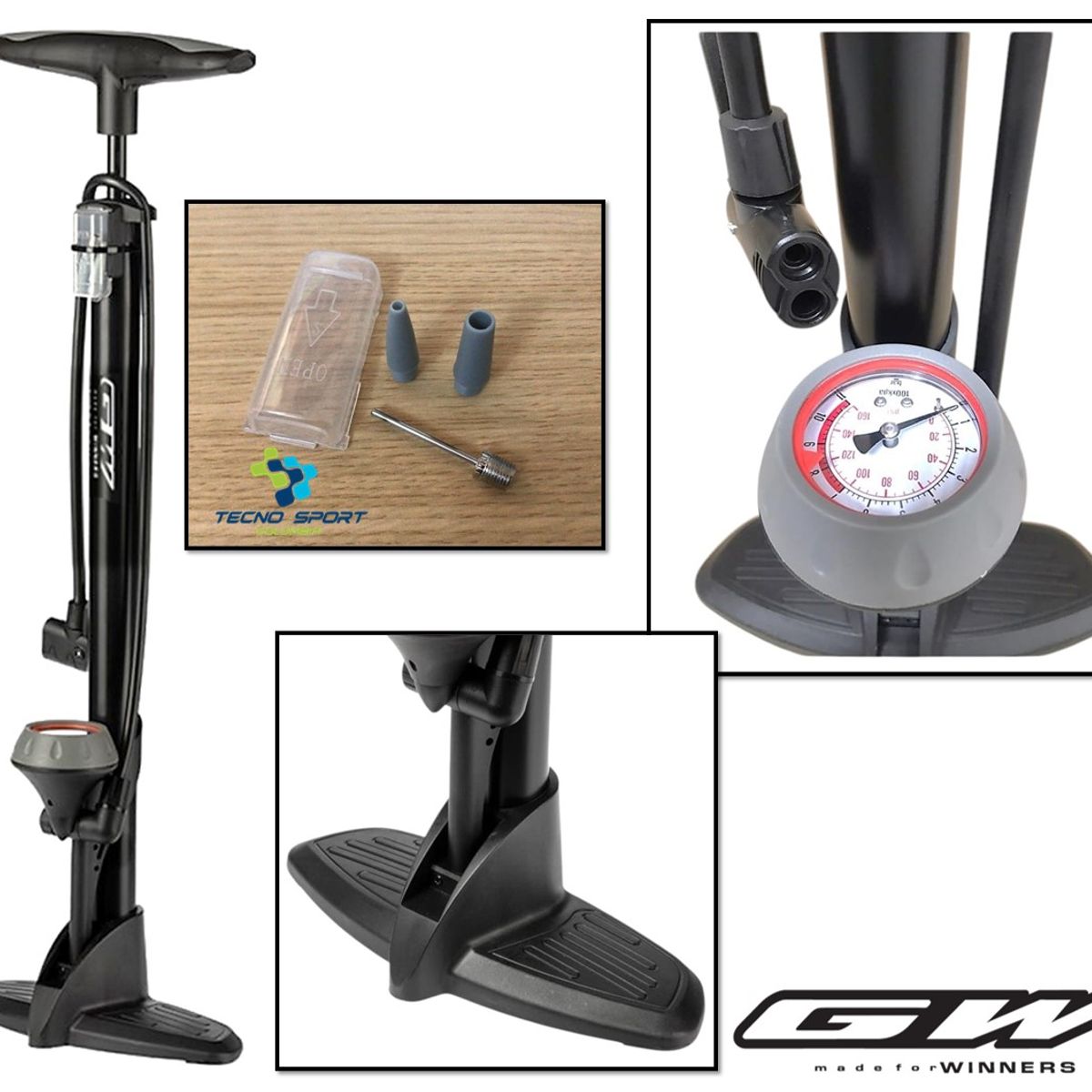 BIKE PARTS - Inflador Bicicleta Bike Parts Bomba Aire 160psi Con Manometro