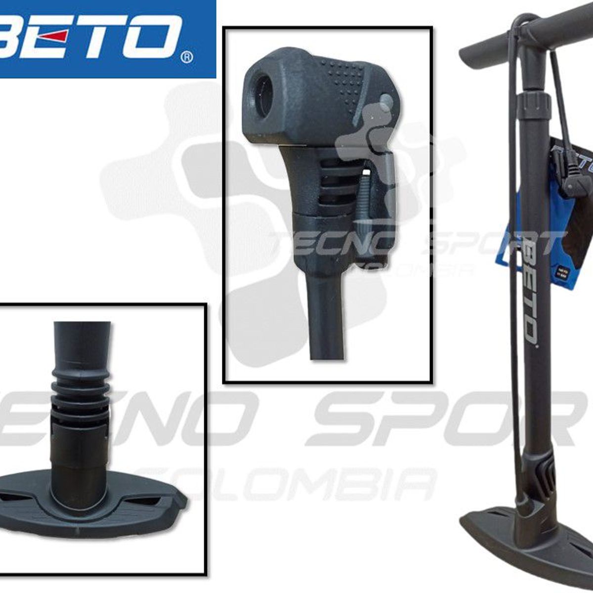BETO - Inflador Bicicleta Beto Mini Bomba Aire 120psi Con Manometro