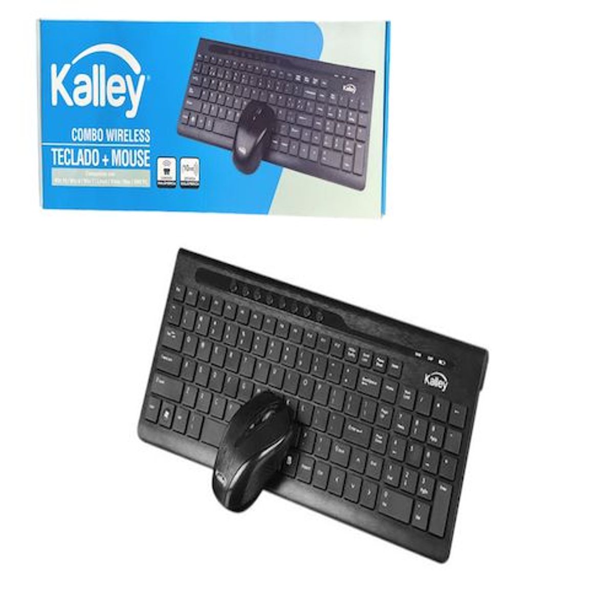 KALLEY - Combo Inalámbrico Teclado  Mouse De Kalley Color Negro