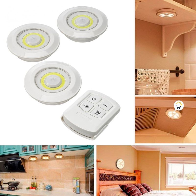 COMPRALOENCASA COM - Lámpara luces led x3 multiusos luz de tacto control remoto cob